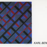 Recto of postcard for "Karl Benjamin: Paintings" at Hank Baum Gallery, 1984.