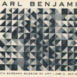Verso of postcard for "Karl Benjamin", at Santa Barbara Museum of Art, 1968.